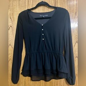 White House Black Market Black Peplum Blouse